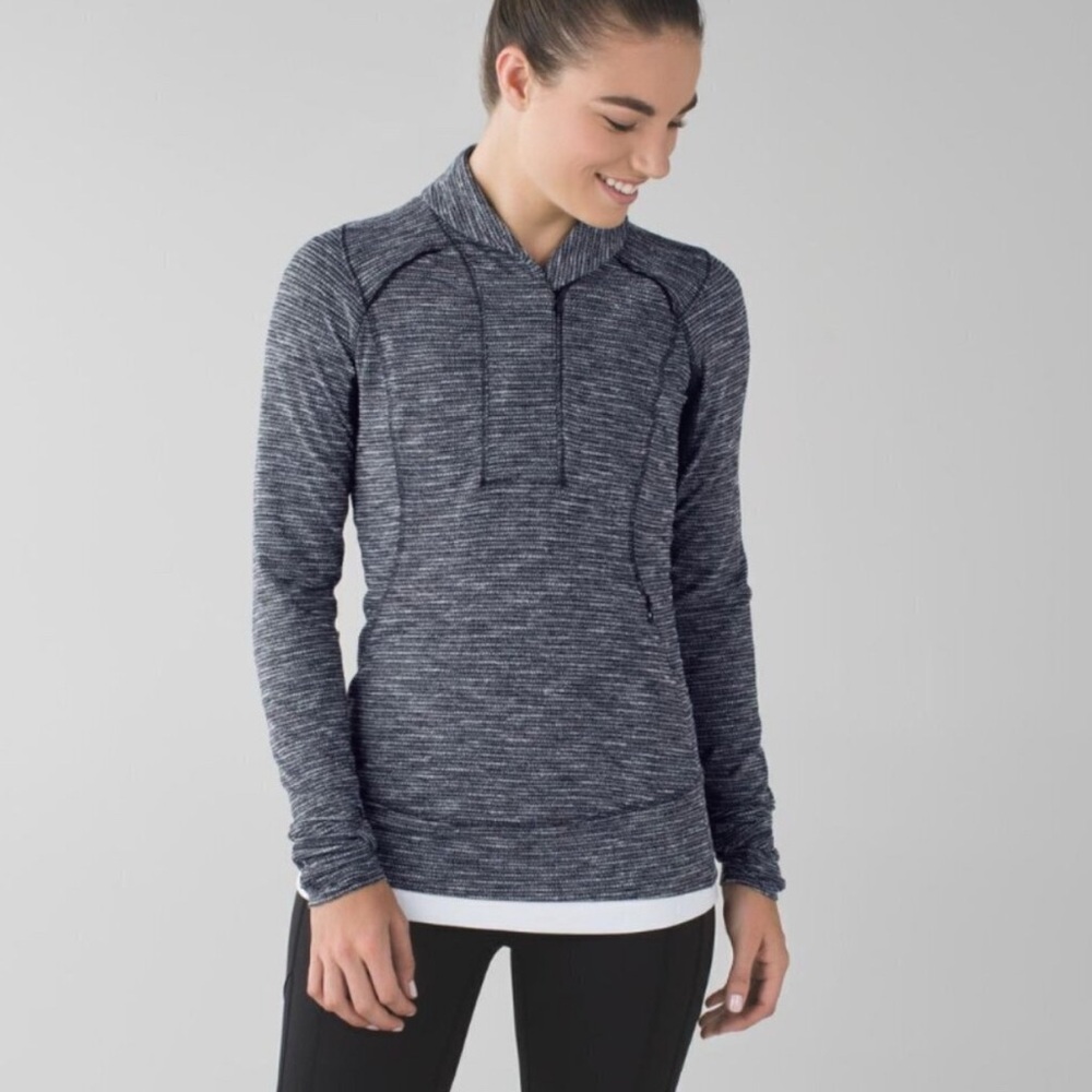 Lululemon Think Fast Pullover Coco Pique Black / Black Size 8